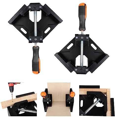 AKOLAFE 2 Stück Winkelspanner 90 Grad Aluminiumlegierung Winkelzwingen 90 Grad Schwarz Eckspanner Roubst Winkel Schraubzwinge Einstellbar Schweißwinkel Winkelklemme für Holz, Metall, Handarbeit