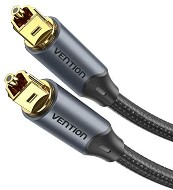 VENTION 3M Cable Óptico Audio Digital TOSLINK, Enchufe de Metal Recubrimiento de Nylon SPDIF Cable de Fibra Óptica Dolby DTS Sound, para Barra de Sonido, TV, Home Cinema, Xbox, Play-Station - Negro