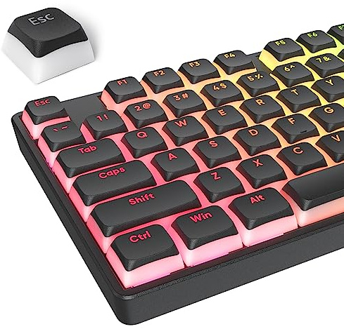 Ussixchare PBT Black Pudding Tastenkappen-Set mit 117 Tasten, Double Shot durchscheinendes XDA-Profil für ISO- und ANSI-Layout, 61/68/84/87/104 Tasten, mechanische Tastatur (Black Pudding)