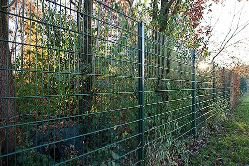 Doppelstabmattenzaun Komplett Set 868 Moosgrün | Mit Abdeckflachleiste| Gartenzaun Stabmattenzaun Neu 7.5-123 cm
