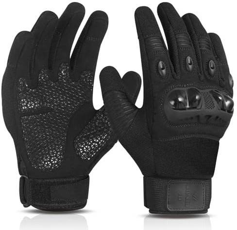 Motorradhandschuhe für Männer und Frauen, atmungsaktive Vollfinger-Touchscreen-Motorradhandschuhe für Rennradfahren, ATV-MTB-Fahren, Rennen, Radfahren, Wandern, Motocross-Rennen, Schwarz, L