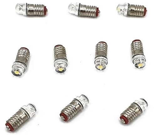 MTS-Line Lot de 10 ampoules LED à visser Blanc 12-24 V E5.5/10 pièces – Chemin de jardin – Pièce de rechange LGB Spare Part
