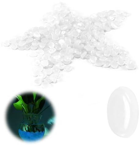 300 Pierres Lumineuses Blanc pour Jardin et Aquarium, Galets Brillants qui Brille dans le Noir, Décoration Extérieure, Galets Lumineux Écologiques et Économiques