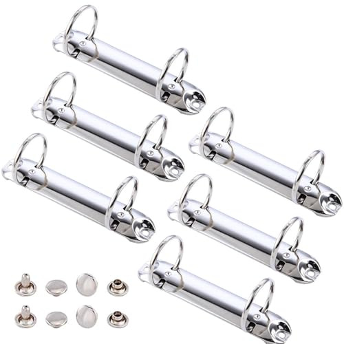 Wanfoou Lot de 6 mécanismes de reliure à 2 anneaux en métal en forme de O pour rangement du papier, dossier, planificateur, accessoires, 123 mm