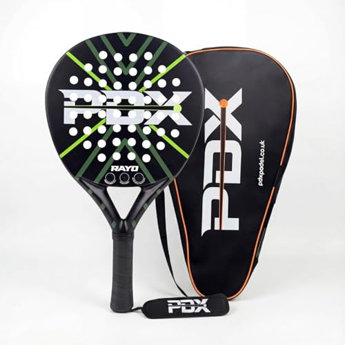 PDX Rayo Padel Racket for Adults | Lightweight Carbon & Fibreglass Racket for Men & Women | Built for Control, Comfort & Power | Ideal for Indoor & Outdoor Play | Includes a Free Carry Case