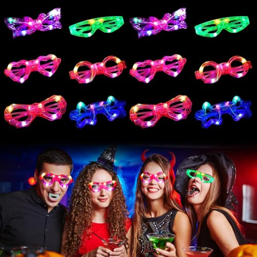 Umllpet 12 stycken LED-glasögon för fest neon festglasögon lysande glasögon rave slutare shades glasögon festival festtillbehör för barngåva, festprylar ge aways för födelsedag halloween karneval