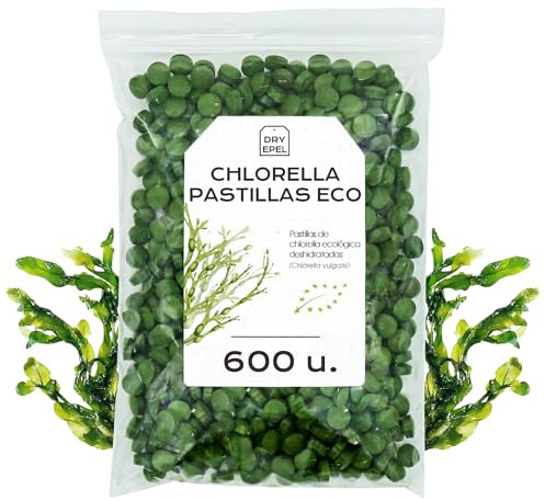 600 Comprimidos de Chlorella BIO (3000 mg/dia) - Alga Chollera en capsulas o pastillas - Rica en Fibra Vegetales - 300gr
