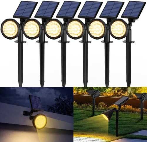 Solpex Focos Solares para Exteriores, IP65 ImpermeableLuces Solares para Jardín, 25 Ledes luces de Camino, para Caminos, Jardines, Cercas (Blanco Cálido, 6 Unidades)