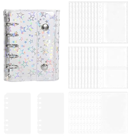 Klistermärken arrangör pärm - pärm för, klistermärkebok, transparent tomt holografiskt album för studieanteckningar, handritade kort, flickor, studenter, barn, t.ex
