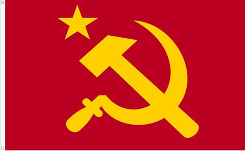 BANDERA COMUNISTA. HOZ Y MARTILLO GRANDE. CALIDAD RASO PREMIUM TAMAÑO GRANDE 150X90 CM