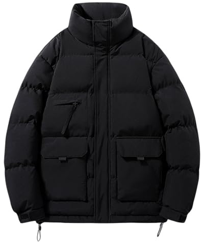 Generisch Veste de ski pour homme - Anorak - Veste matelassée - Veste d'hiver - Veste de ski - Doudoune chaude - Doudoune - Veste de travail - Veste de mi-saison - Manteau de cyclisme, Noir , 4XL