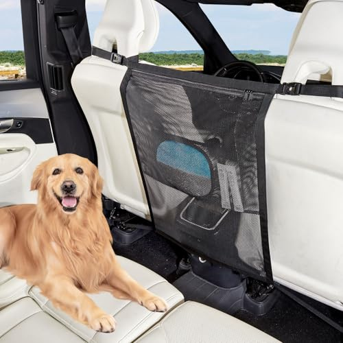 GGW Dog Car Barrier for Front Seat with Zippered Pocket, Universal