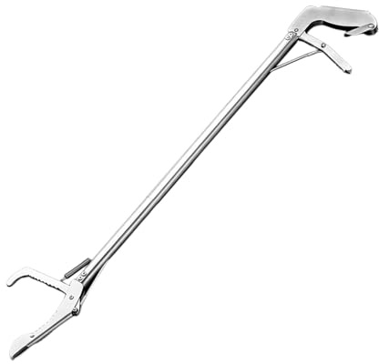 MagiDeal Pince à serpents et reptiles légère, outil d'alimentation pliable et antidérapant en acier inoxydable, outil de manipulation à mâchoires larges, Bec Coudé de 150 Cm