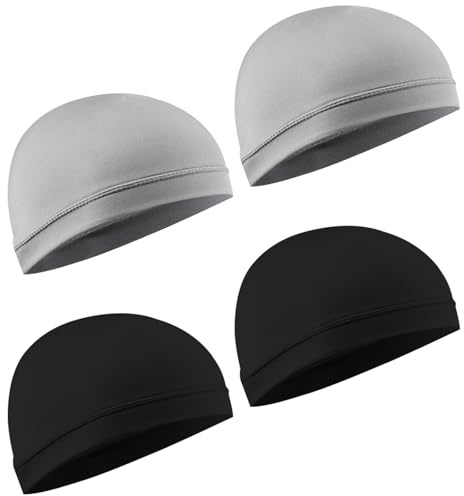 Focenat 4PCS Cycling Hat Under Helmet, Breathable Ice Silk Cap for Men Women, Thin Bicycle Underwear Beanie, Multifunctional Summer Sports Cap for Running Sleeping Chemo Headgear