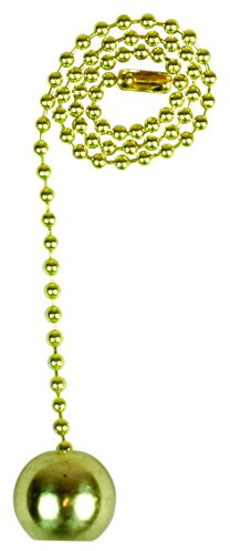 Jandorf 60314 Pull Chain with Solid Brass Ball, 12 Long Solid Brass Beaded Chain