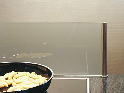 Gedotec Credence en Verre Fond de Cuisine - Anti-Salissures en Verre et Inox pour Feux à Induction ou Radiant - Panneau Anti-Eclaboussure Murale, Protection d’Ustensiles et Plan de Travail - 600mm