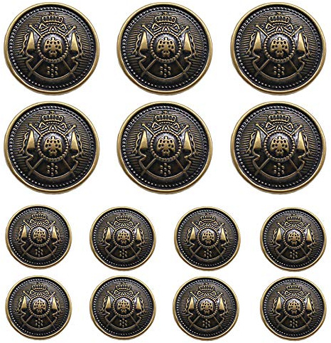 ByaHoGa 14 piezas Bronce Botones Metalicos 20mm 15mm Botones para trajes Chaquetas abrigos Uniforme (MB20170)