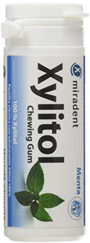 Miradent Xylitol Chicle Sabor Menta Bote, 30 chicles, 30 g, 1 unidad