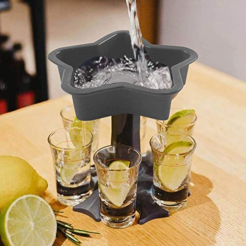 W&HH SHOP 6 Schnapsglasspender und Halter, Schnapsglasspender, Getränketräger, Füllflüssigkeiten, Bar, Cocktailspender, Bar, Schnapsspender, Grau