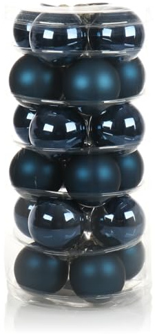 COM-FOUR® 24x Palle di Natale in Vero Vetro, Decorazioni per Albero di Natale, Ø 6 cm, Blu Notte