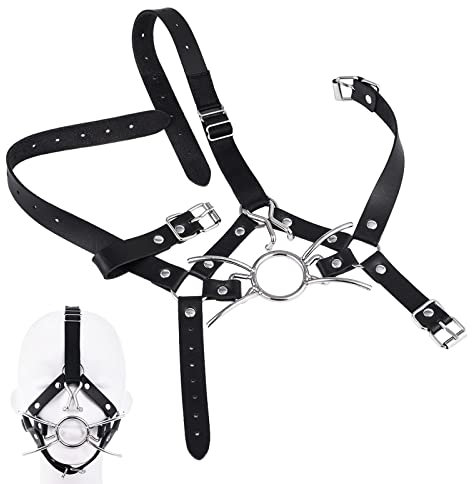O-Ring Knebel Mund Extrem mit Nasenhaken,SM Bondage Kopfgeschirr mit Edelstahl Spinne Beine Mundknebel und Sklavin Nase Haken,Erotik Fetisch Sexspielzeug für Frau Paare Extrem Sex Spiele