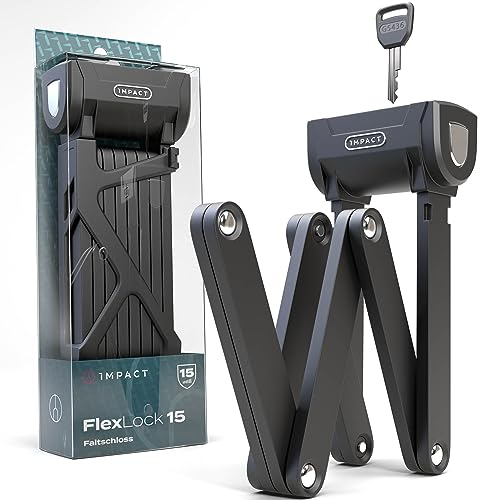 IMPACT® FlexLock 15 - Premium Faltschloss Fahrrad [HOHE SICHERHEIT] - Handliches Fahrradschloss mit Sicherheitslevel 15 bis 120cm - Robustes Fahrrad Schloss hält bis zu 1,5 Tonnen Zugkraft stand