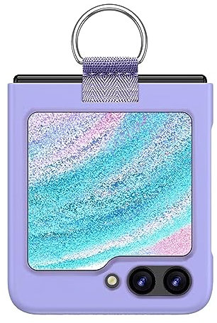 HONLEN Cover Custodia per Samsung Galaxy Z Flip5 / Samsung Galaxy Flip 5 2023 (6.7) con Anello in Metallo - Viola chiaro.