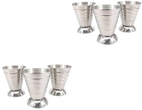 Garneck Lot De 2 Tasses Doseuses En Acier Inoxydable De 75 Ml Pour La Préparation De Cocktails 3 Pièces X 2