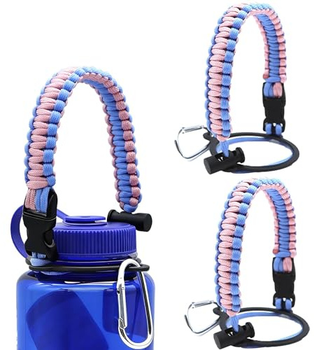 LUTQ 2 Packungen Verschlussriemen für 53 mm breite Flaschen – robuster Gurt mit Sicherheitsschnalle aus Aluminiumlegierung – Griff kompatibel mit Nalgene – Pinky Blue