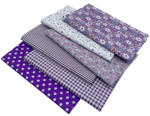 aufodara Tissus Coton Couture 6 pièces 50 x 80 cm Gros Coton Craft Quilting Fabric Textile Patchwork DIY Fait à la Main en Tissu à Coudre (Violet)