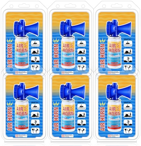 ElectricWise 6 Pack Air Horn, 122dB Very Loud Air Horns Can, Heard Up to 1/2 Mile Away, 1.4OZ Small Boat Air Horns for Safety, Meet US Coast Guard Ideal for Boating, Camping, Hiking, Sporting Events