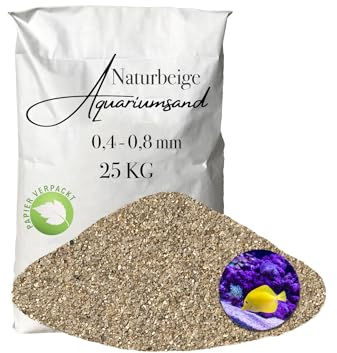 Aquariumsand Aquariumkies beige im 25 kg Sack kantengerundet gewaschen ungefärbt 0,4-0,8 mm papierverpackt