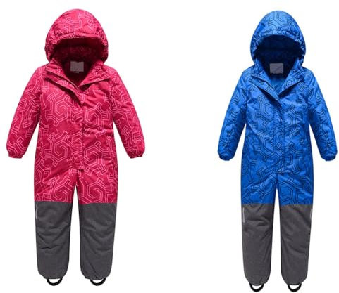 Schneeanzug Baby Kinder Jungen Verdickt Skianzug Mädchen Unisex Warm Schneeoverall Mit Abnehmbarer Kapuze Und Taschen Skioverall Wasserdicht Und Winddicht Winteranzug