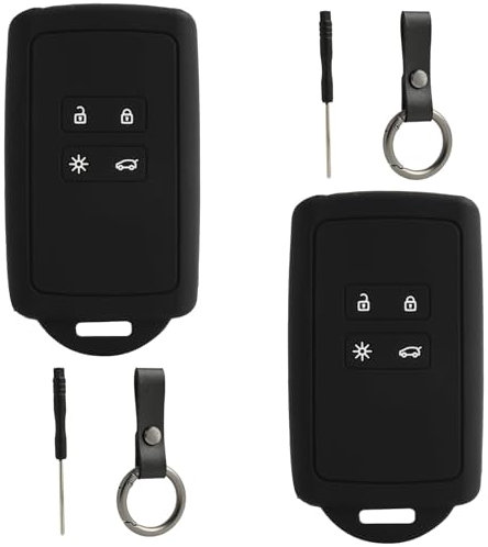 Annlpoy 2 pezzi Portachiavi per Renault Auto compatibile 4 tasti Smart Key (solo keyless go) - Inclusi 2 portachiavi - Adatto per Clio, Espace 5, Master Bus, Talisman e altro - Nero