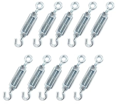 Kippen 1205AK 10-pack med spännare med krok och ögla i galvaniserat stål, mått 5 mm