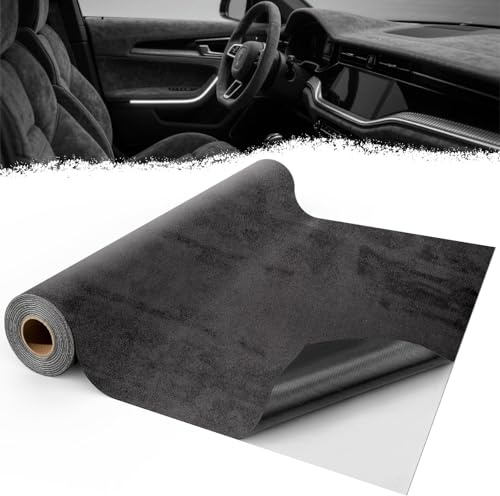 Mbsomnus Mörkgrå sammetstyg 200 x 40 cm självhäftande mikrofibertyg fuskmocka självhäftande filt för cockpit interiör bil instrumentbräda möbler smyckeskrin gör-det-själv reparation