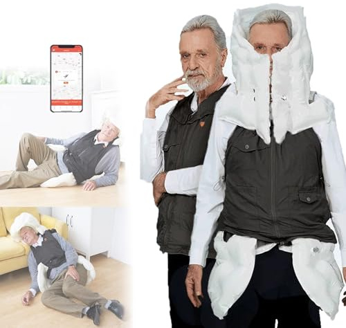 Gilet Anticaduta Con Airbag Per Anziani, Giacca Con Airbag Per Ciclisti, Dispositivo Di Protezione Riabilitativo Indossabile Intelligente Con Allarme Di Monitoraggio Remoto,Black(Mr)-L