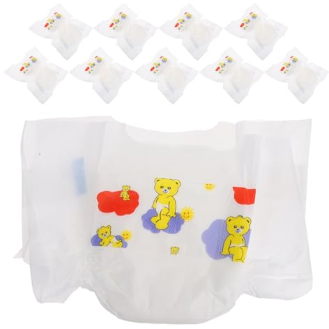 Toyvian 10pcs Doll Diapers in White Mini Size, Portable Non-woven Fabric Nappies Compatible with Doll Types for Pretend Play and Outdoor Use, Realistic Lifelike Design Toy Accessories