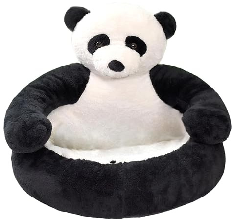 Krambjörns Keldör för Små Hundar & Innekatter, Mjukt Björnhölje med Bärarmar, Tvättbart Pälsbeklätt Säng med Anti-Slip Botten, Omfamnande Vilaplats för Valpar(Panda,XL(30in/77cm))