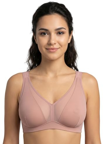 Vivisence Donna Reggiseno Senza Ferretto Spalline Morbide Sostegno Confortevole, Rosa,6D