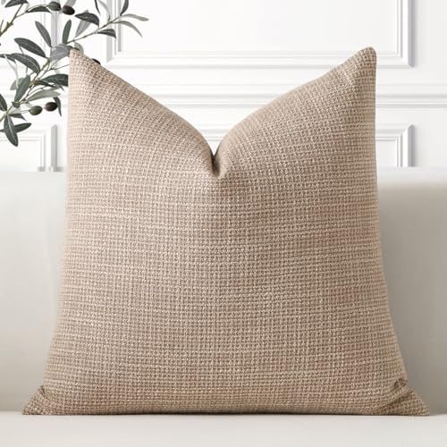 Artscope 1-sats kuddfodral, enkelfärgade, linneduk, kuddfodral, moderna dekorativa kuddar, kuddfodral-set, fodral för kudde för soffa, sovrum, heminredning, ljus kaffe, 60 x 60 cm