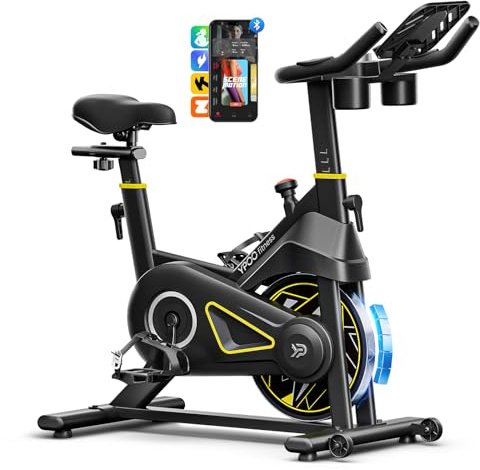 YPOO motionscykel för kardioträning hemma med bekvämt och stort säte, proprietär app, perfekt för hushållsarobik, lastkapacitet på 160 kg