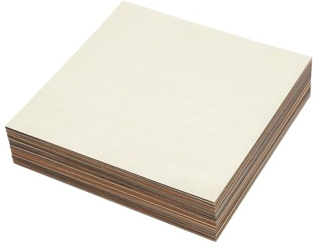 30 stycken plywoodskivor, 3 mm tunt lindträ, plywood, 400 x 400 mm, obehandlade träplattor för pyssel, för laserskärning, brandmålning, målning och sågning