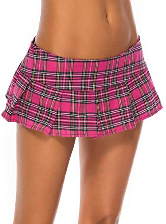 Lziizl Damen Rock Dessous Mini Plaid Plissee Rock Kleid - Rot - XX-Large