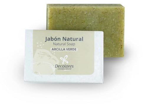 Decolores | Limpiador Facial Jabón Natural De Arcilla Verde | 100 gr | Jabón Sólido Para Manos Y Cara | Nutre, Regenera Y Suaviza | Jabones Artesanales Y Naturales Con Glicerina
