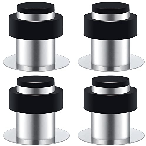 4er Selbstklebender Türstopper, Türstopper zum Schrauben - Montage am Boden oder an der Wand - Edelstahl Gummi Wandtürstopper inkl. Befestigungsmaterial