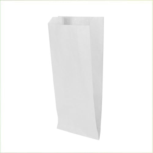 Palucart 1000 Sacchetti di Carta per Alimenti colore Bianco, misura 17x34 cm, Buste in carta Kraft per Trasporto di Cibi e Oggetti