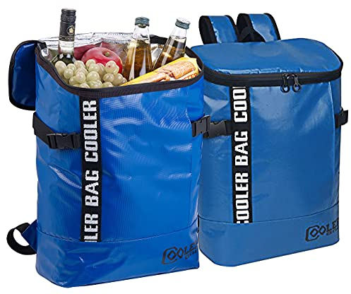 Xcase Fahrradtaschen: 2er Pack LKW-Planen-Kühlrucksack, abwaschbar, wasserabweisend (Kühltaschen, Kühl-Rucksack, Trinkflasche)