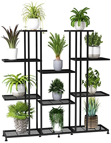 Pflanzenständer aus Metall, großer Pflanzenständer für den Innenbereich, Terrasse, Garten, Balkon und Hof, hoher mehrstöckiger Pflanzenständer (9 Etagen)