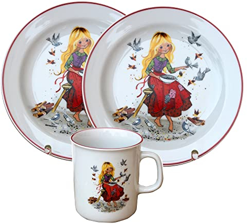 Kindergedeck 3-tlg. Porzellan modernes buntes Märchenmotiv Aschenputtel by L.E.R.D.93